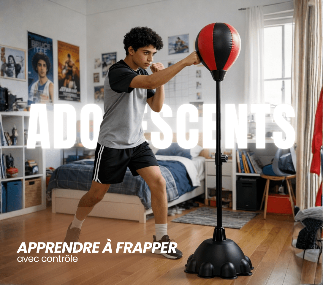 Punching - ball FLOORMASTER — Stabilité renforcée (8 ventouses) — Réglable 110→160 cm — Enfant & Adulte - Strikecorner