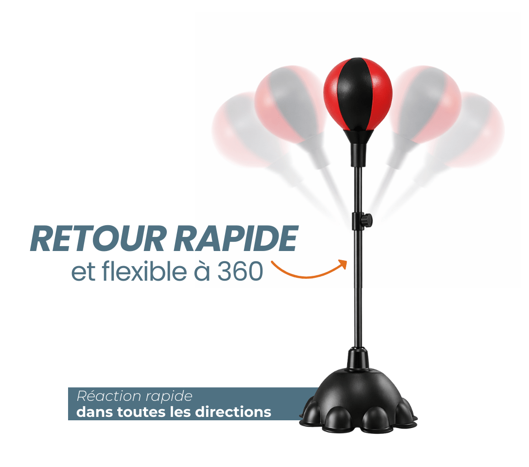 Punching - ball FLOORMASTER — Stabilité renforcée (8 ventouses) — Réglable 110→160 cm — Enfant & Adulte - Strikecorner