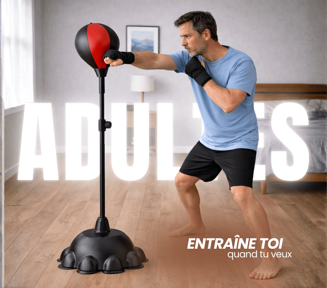 Punching - ball FLOORMASTER — Stabilité renforcée (8 ventouses) — Réglable 110→160 cm — Enfant & Adulte - Strikecorner