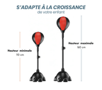 Punching - ball FLOORMASTER — Stabilité renforcée (8 ventouses) — Réglable 110→160 cm — Enfant & Adulte - Strikecorner
