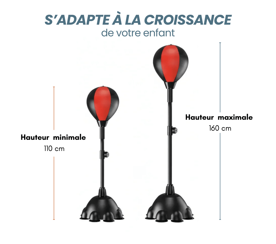 Punching - ball FLOORMASTER — Stabilité renforcée (8 ventouses) — Réglable 110→160 cm — Enfant & Adulte - Strikecorner